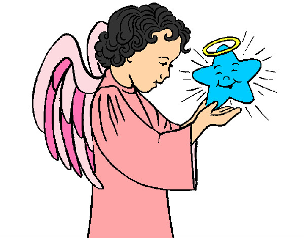 Coloring page Angel and star painted byShebear