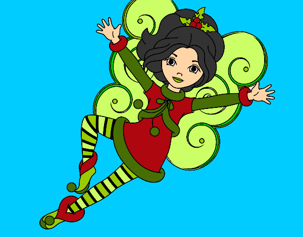 Coloring page Christmas fairy leprechaun painted byShebear