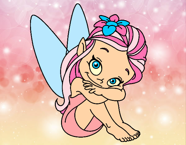 Coloring page Fairy sitting painted byShebear