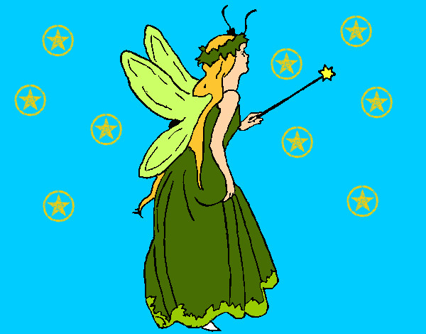 Coloring page Fairy with long hair painted byShebear