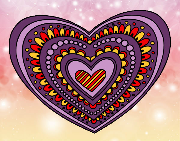 Coloring page Heart mandala painted byShebear