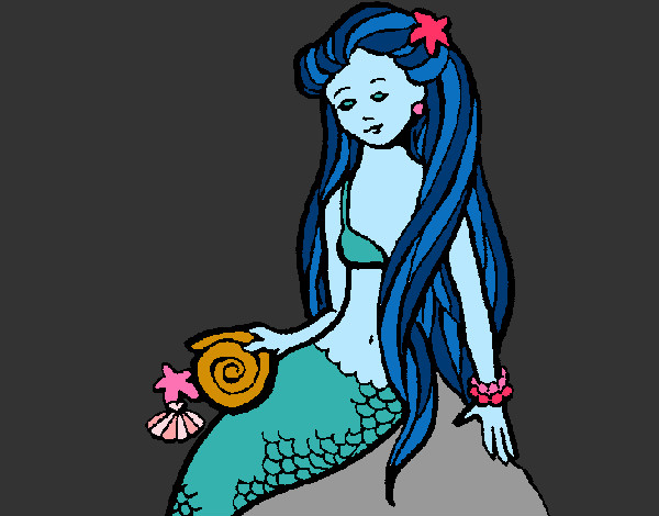 Coloring page Mermaid with snail painted byShebear