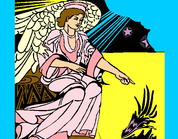 Coloring page Nativity angel painted byShebear