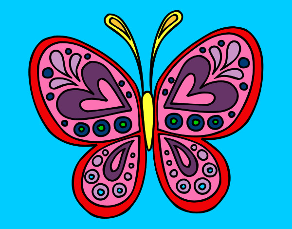 Coloring page Butterfly mandala painted byemily1234