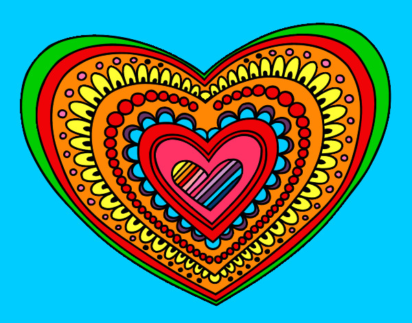 Coloring page Heart mandala painted byemily1234