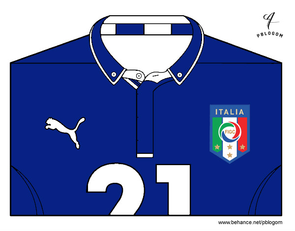 Coloring page Italy World Cup 2014 t-shirt painted byStriker