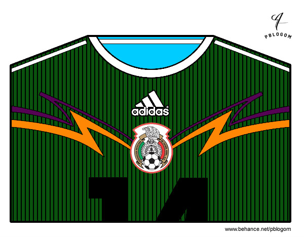 Coloring page Mexico World Cup 2014 t-shirt painted byStriker