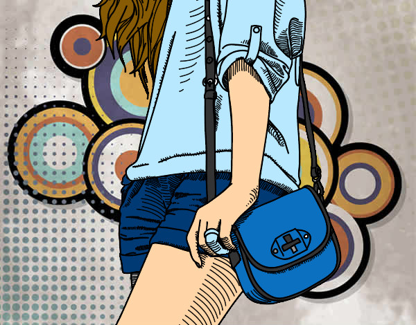 Coloring page Girl with handbag painted byMeli