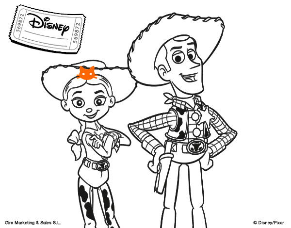 Coloring page Jessie and Woody painted byMeli