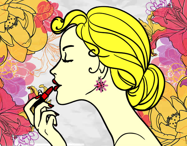 Coloring page Make up the lips painted byMeli