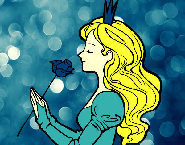 Coloring page Princess and rose painted byMeli