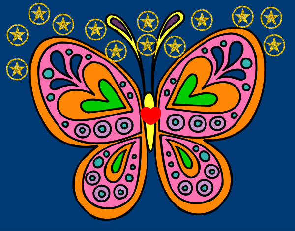 Coloring page Butterfly mandala painted byRosey