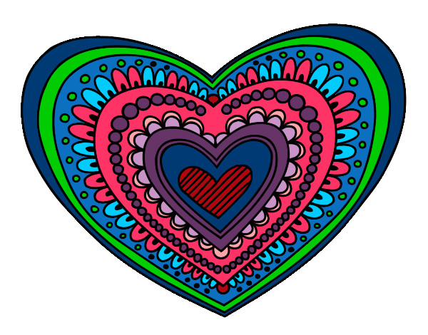 Coloring page Heart mandala painted byRosey