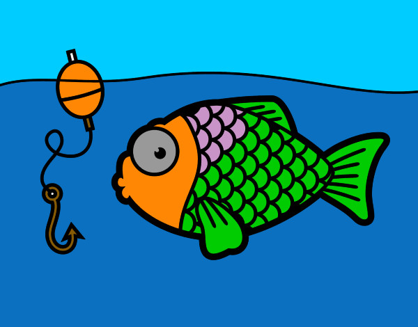Coloring page Fish about to take the fish hook painted byNate