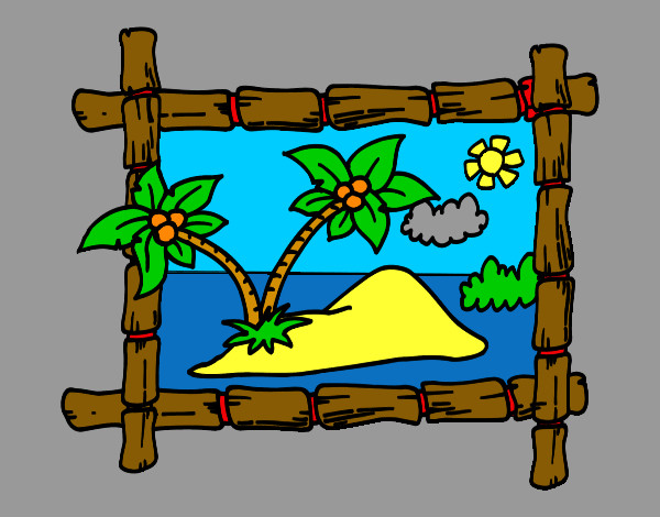 Coloring page Frame with palm trees painted byNate