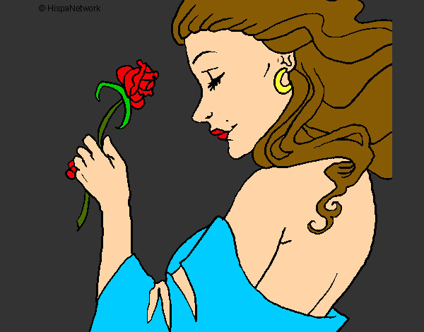 Coloring page Princess with a rose painted bySamantha98