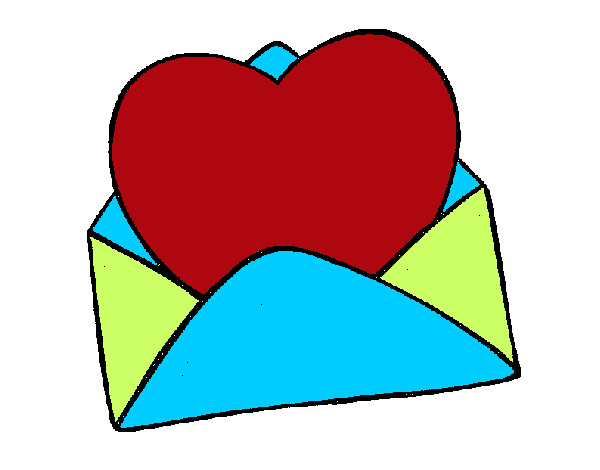 Coloring page Heart in an envelope painted byhidayah