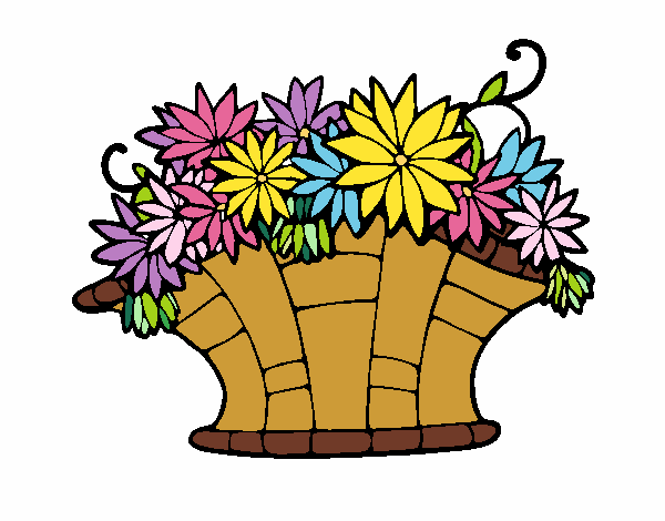 Coloring page Basket of flowers 7 painted bynessab82