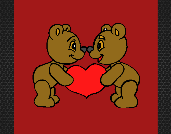Coloring page Bears in love painted byyomna 