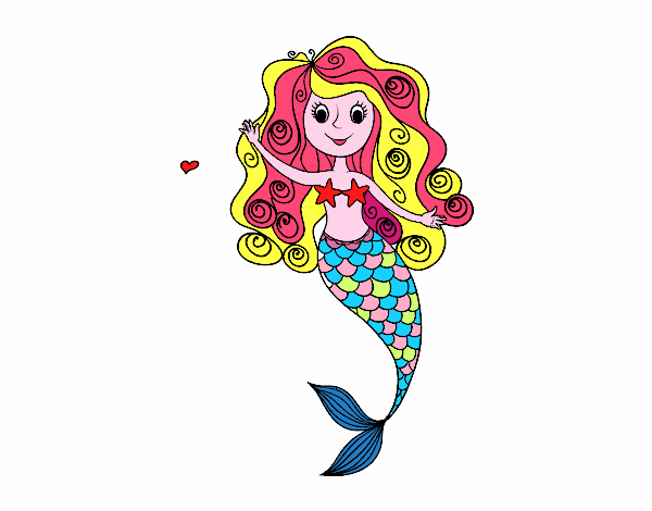 Coloring page Mermaid with curls painted byJubblyRuss