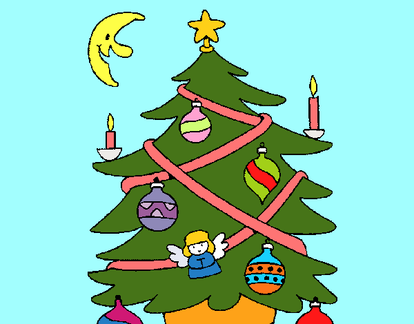 Coloring page Christmas tree and moon painted byShelbyGee