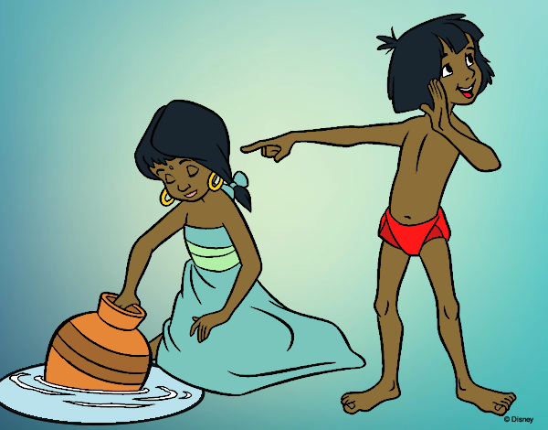 Coloring page The jungle book - Mowgli and Shanti painted bybarbie_kil