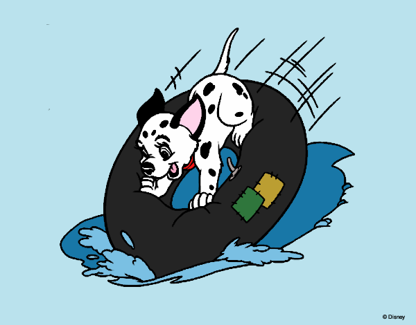 Coloring page 101 dalmatiens - Puppy over an inflatable donut painted byShelbyGee
