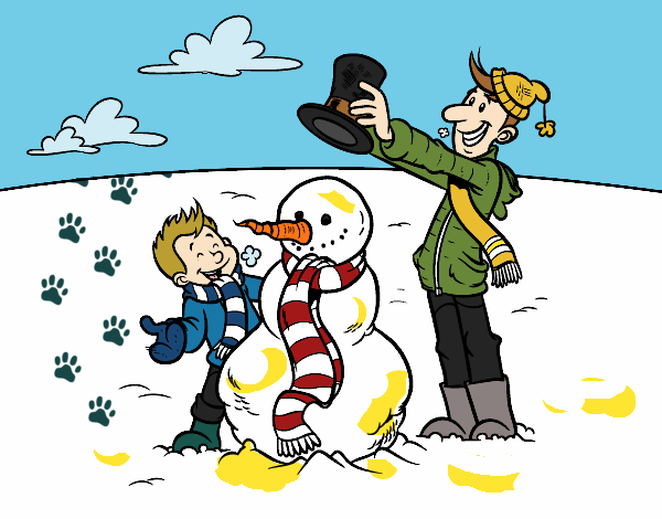 Coloring page Father and son in snow painted byShelbyGee