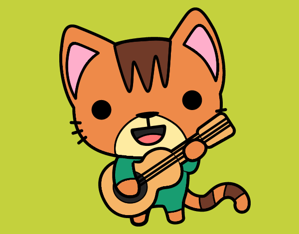 Coloring page Guitarist cat painted byShelbyGee