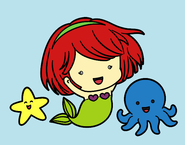 Coloring page Little mermaid chibi painted byShelbyGee
