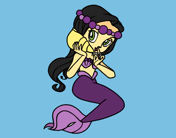 Coloring page Mermaid with a sea snail painted byShelbyGee