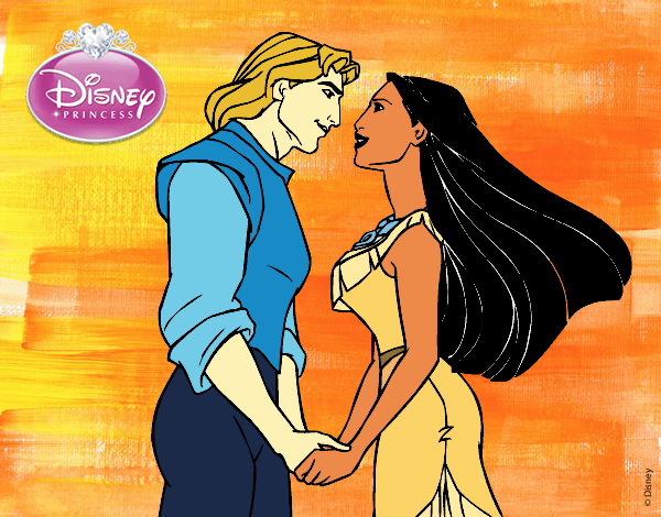 Coloring page Pocahontas - Pocahontas and John Smith painted byShelbyGee