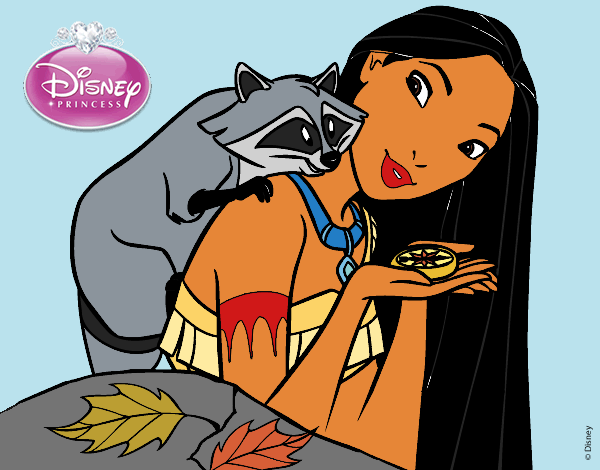Coloring page Pocahontas - Pocahontas and Meeko painted byShelbyGee