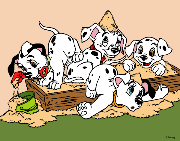 Coloring page 101 dalmatiens - Puppies playing painted bybarbie_kil