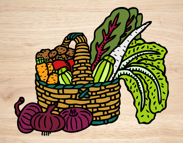 Coloring page Basket of vegetables painted bybarbie_kil