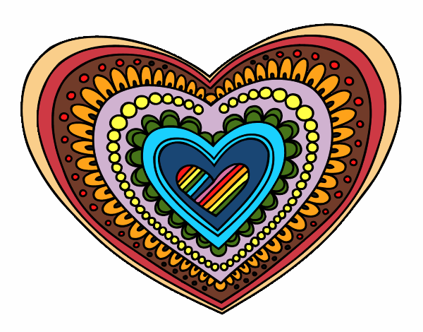 Coloring page Heart mandala painted byredhairkid