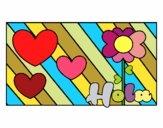 Coloring page Hello with love painted bysidale