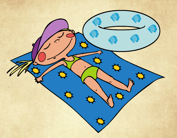 Coloring page Little girl sunbathing painted bybarbie_kil