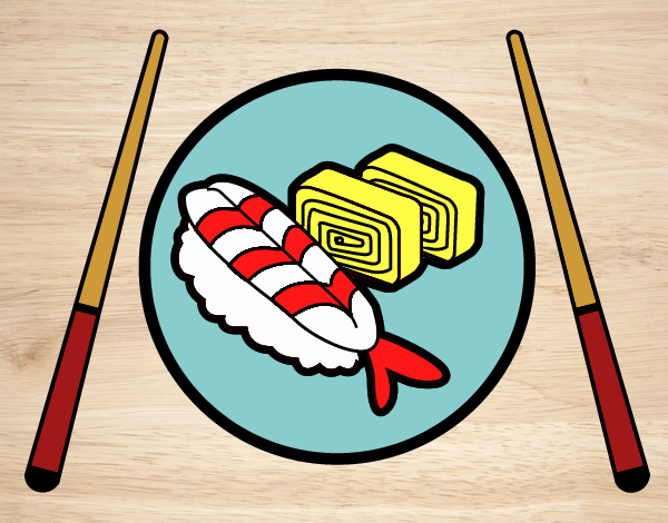 Coloring page Plate of Sushi painted bybarbie_kil