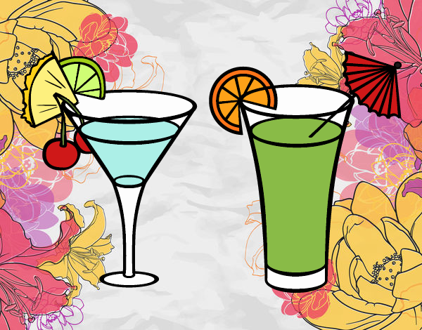 Coloring page Two cocktails painted bybarbie_kil