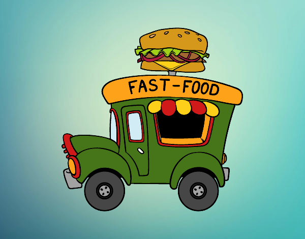 Coloring page Burger food truck painted bybarbie_kil