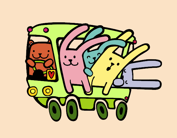 Coloring page Bus rabbits painted bybarbie_kil