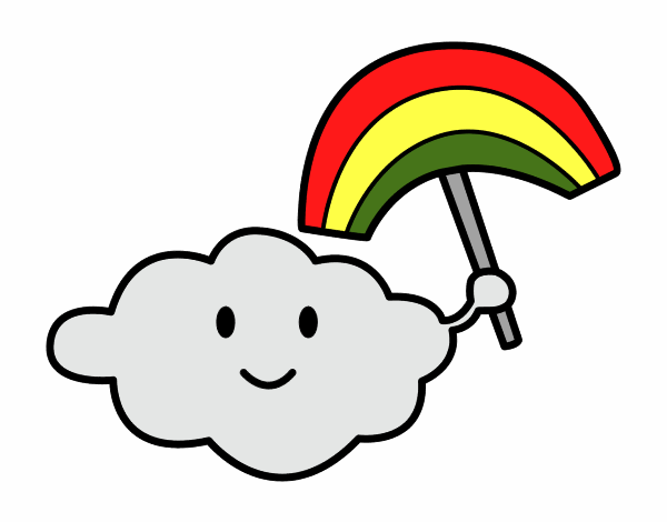 Coloring page Cloud with rainbow painted byredhairkid