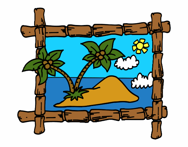 Coloring page Frame with palm trees painted byredhairkid