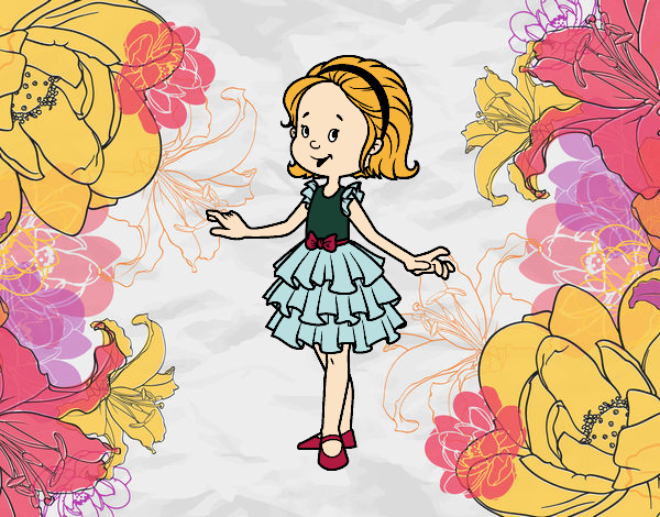 Coloring page Girl with party dress painted bybarbie_kil
