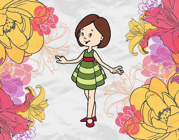 Coloring page Girl with short dress painted bybarbie_kil