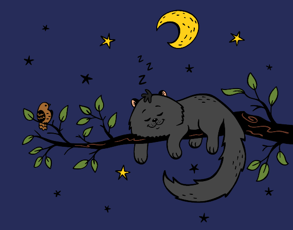 Coloring page The cat and the moon painted bybarbie_kil