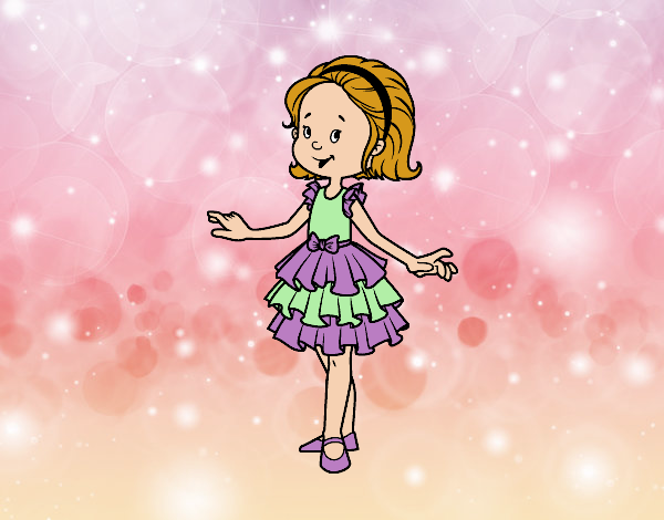 Coloring page Girl with party dress painted bynessab82