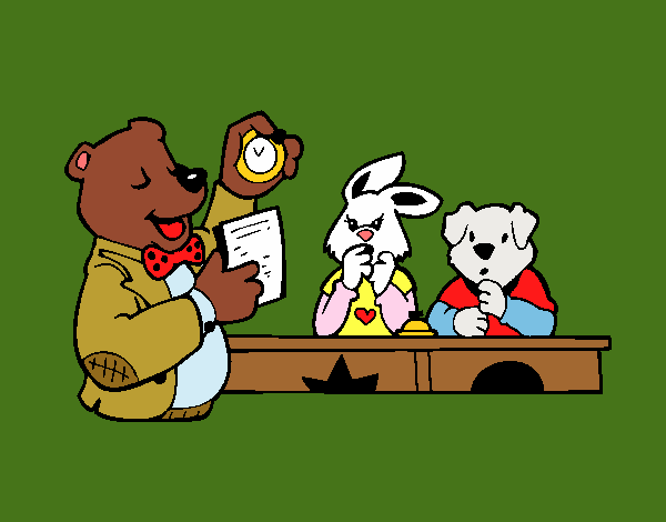 Coloring page Bear teacher and his students painted bybarbie_kil