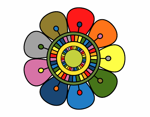 Coloring page Mandala in flower shape painted byredhairkid